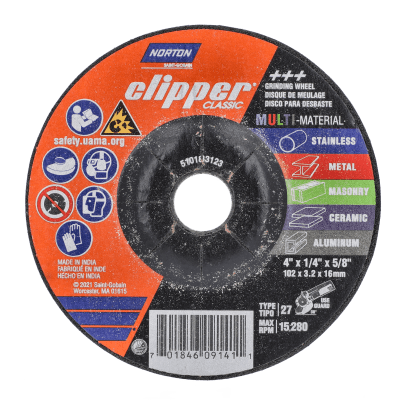 4 x 1/4 In. Clipper Classic Multi-Material Depressed Center Grinding Wheel