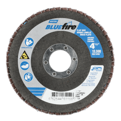 Norton BlueFire R860 Zirconia Alumina Flap Disc - Type 29 Conical Fiberglass Back