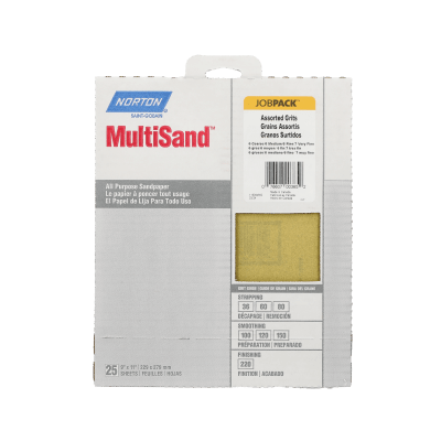 Norton MultiSand  Sandpaper Sheets - Assorted Grits - 9 x 11 -  Job Pack