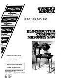 Norton Clipper Masonry Saws - Owners Manual / Parts List