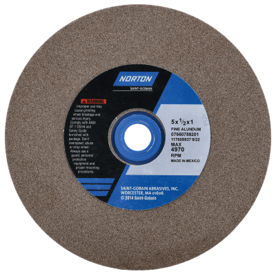 Norton Gemini Aluminum Oxide Bench and Pedestal Wheel - 57A 100 K VBE - Type 01 - 5 inch