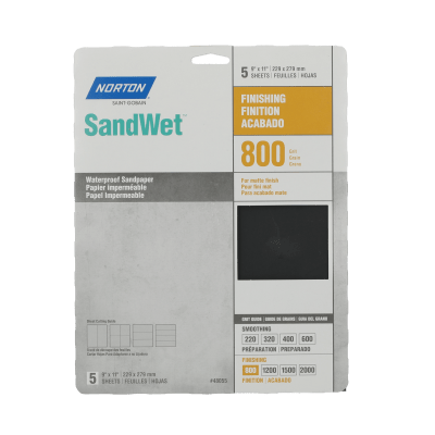 Norton SandWet Waterproof Sandpaper Sheets - 9 x 11 - P800 - Packaged