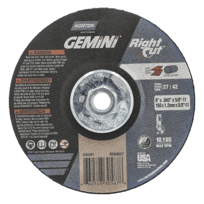 Norton Gemini RightCut Depressed Center Wheel - Type 27/42