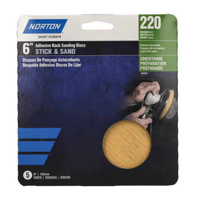 Norton Stick & Sand PSA Adhesive Back Sanding Disc -  6" - P220