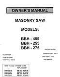 Norton Clipper Masonry Saws - Owners Manual / Parts List