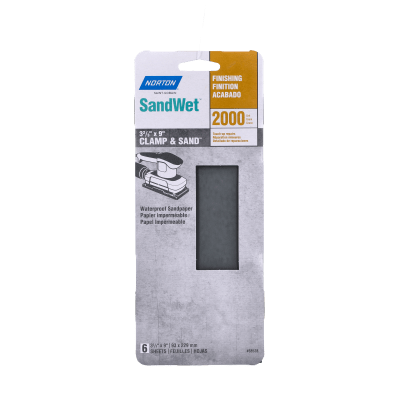 Sheets - Paper - Norton SandWet - Silicon Carbide - Cut - Clamp & Sand - 2000 Grit - Packaged