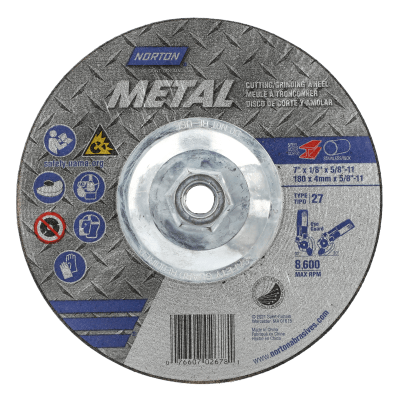 Norton Metal Cutting and Grinding Wheel -7 x1/8 x 5/8 -11 - T27