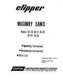Norton Clipper Masonry Saws - Owners Manual / Parts List