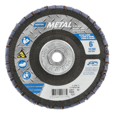 Norton Metal R828 Zirconia Alumina Flap Disc - Type 27 Fiberglass Back