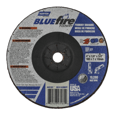 Norton BlueFire Foundry Depressed Center Wheel -  4 x 14 x 38 -  Type 27