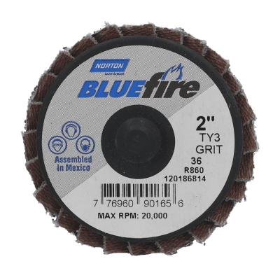 Norton BlueFire Zirconia Alumina Mini Flap Discs - TR Attachment (Type 3) - 2" - 36 Grit