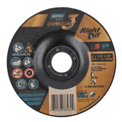 Norton Quantum3 Depressed Center Wheel - Type 27/42 for Cutting