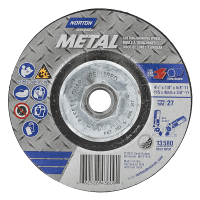 Norton Metal Aluminum Oxide Depressed Center Wheel - Type 27/42
