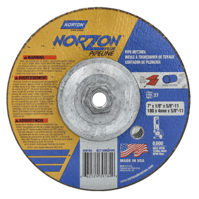 Norton NorZon Plus Pipeline Depressed Center Wheels - Type 27