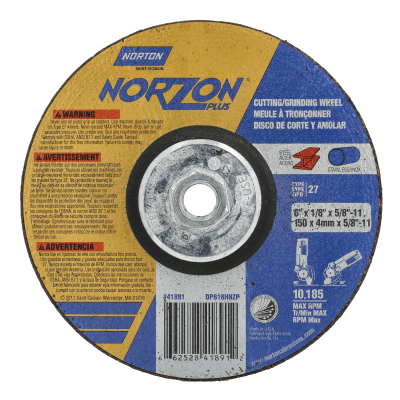 Norton NorZon Plus Depressed Center Wheels - Type 27 Cutting / Notching / Light Grinding