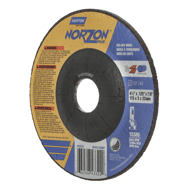 Norton NorZon Plus RightCut Depressed Center Wheels - Type 27/42