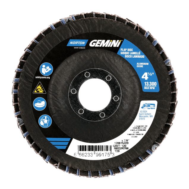 Norton Gemini Aluminum Oxide Flap Disc - Type 29 Conical Fiberglass Back