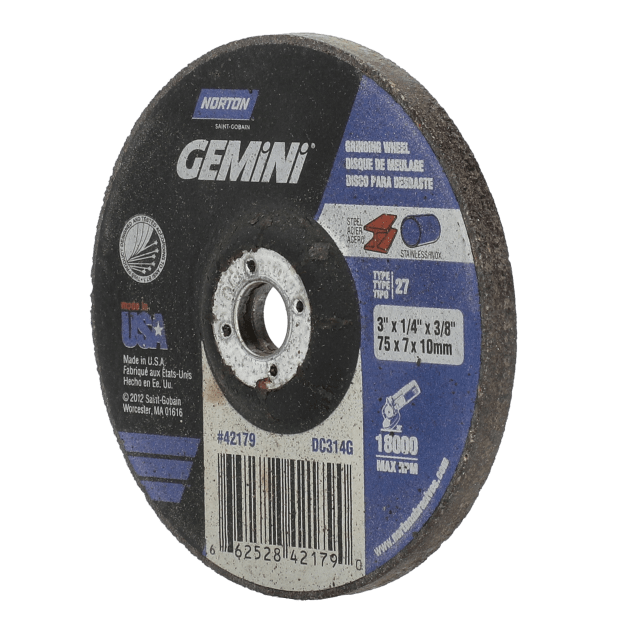 Norton Gemini AO Straight Grinder Type 27 Grinding Wheel Steel