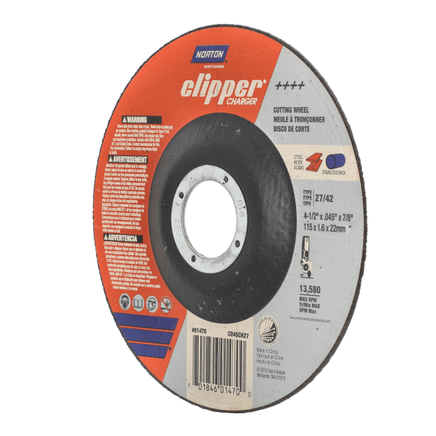 Norton Clipper Charger Depressed Center Wheel - Type 27 for Right Angle Cutting-off