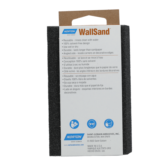Norton WallSand Dual Angle Sanding Sponge 4 7/8in x 2 7/8in x 1in  -  Packaged