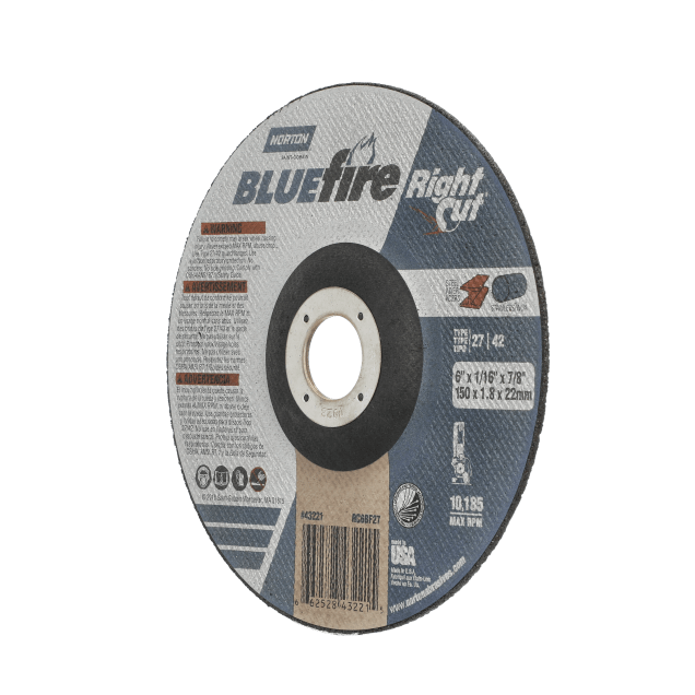 Norton BlueFire RightCut Depressed Center Wheel - Type 27/42