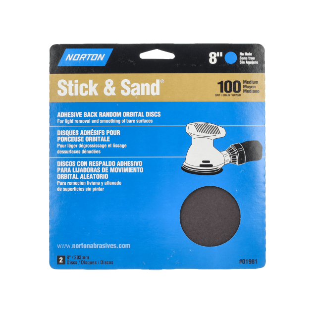 Norton MultiSand Stick & Sand Disc - 8" Aluminum Oxide Cloth Discs - C100