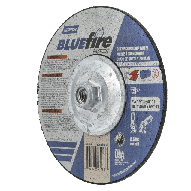 Norton BlueFire FastCut Depressed Center Wheel - Type 27