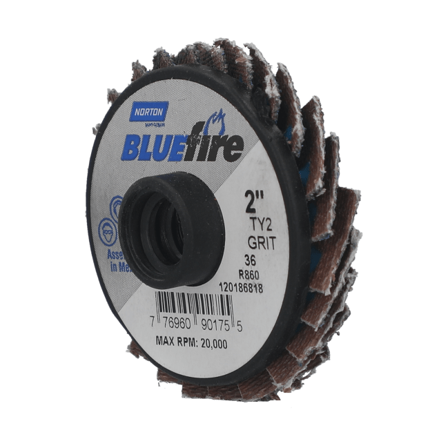 Norton BlueFire Zirconia Alumina Mini Flap Discs - TS Attachment (Type II)  - 2" - P36