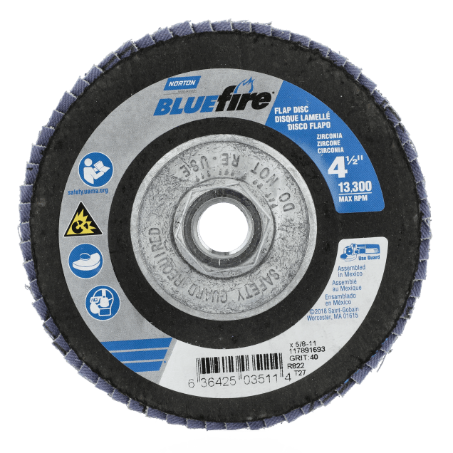 Norton Charger R822 Zirconia Alumina Flap Disc - Type 27 Fiberglass Back Plate