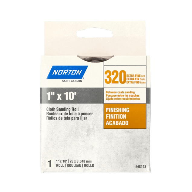 Norton Aluminum Oxide Cloth Sanding Roll - 1 x 10 - 320 Grit