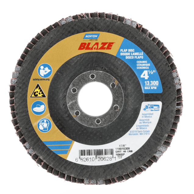 Norton Blaze R980P Ceramic Alumina High Density Flap Disc - Type 27 Fiberglass Back