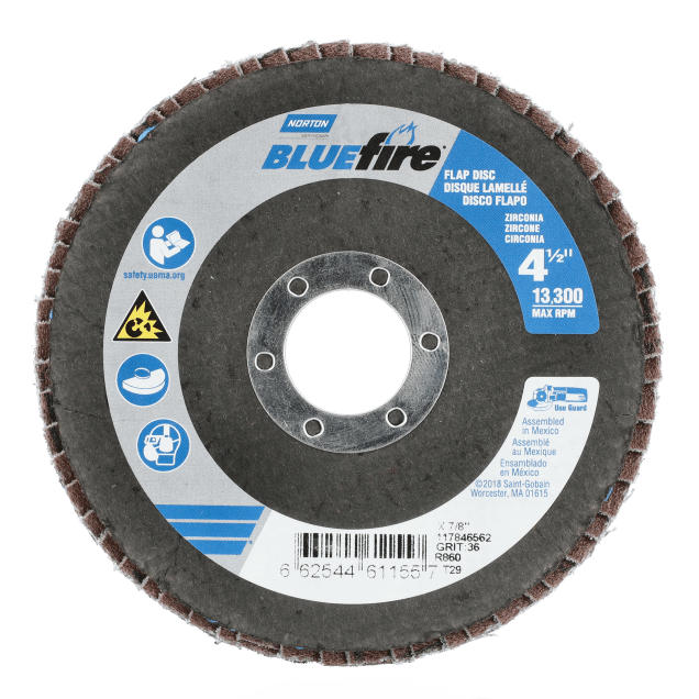 Norton BlueFire ZA Center Mount Fiberglass Conical Flap Disc