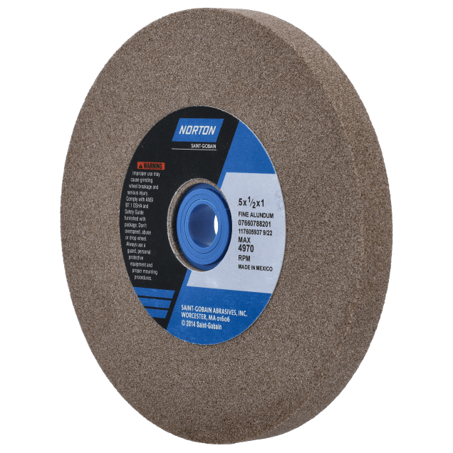 Norton Gemini Aluminum Oxide Bench and Pedestal Wheel - 57A 100 K VBE - Type 01 - 5 inch
