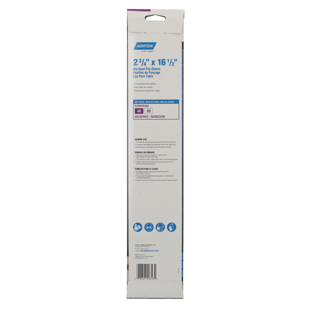 Norton Stick & Sand Dry Sand File Sheets -  2-3/4" x 16-1/2" - PSA Body File - 40P