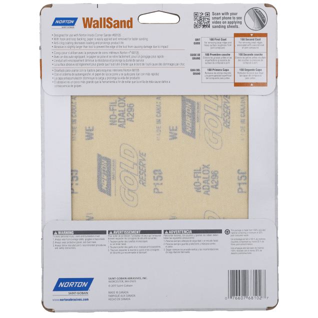 Norton WallSand Hook and Sand Drywall Sandpaper Sheet - A290 8" x 7
