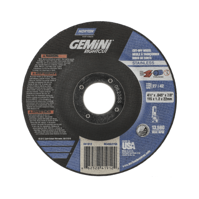 Norton Gemini RightCut Depressed Center Wheel - Type 27/42