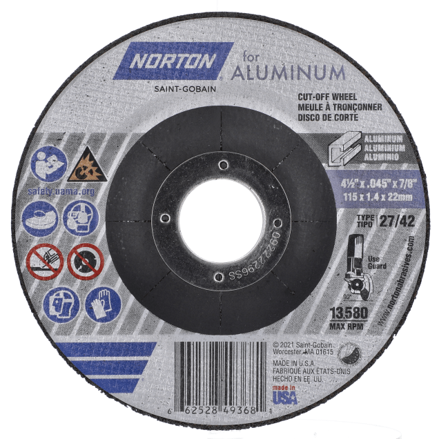 Norton ALU Depressed Center Wheel for Cutting - Type 27/42