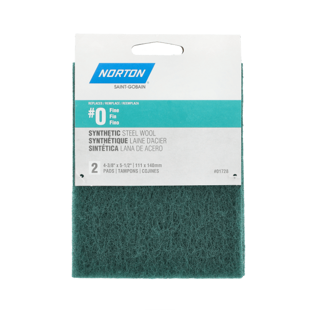 Norton Synthetic Steel Wool Pads - Green Fine - 4 3/8 x 5 1/2  - Packaged