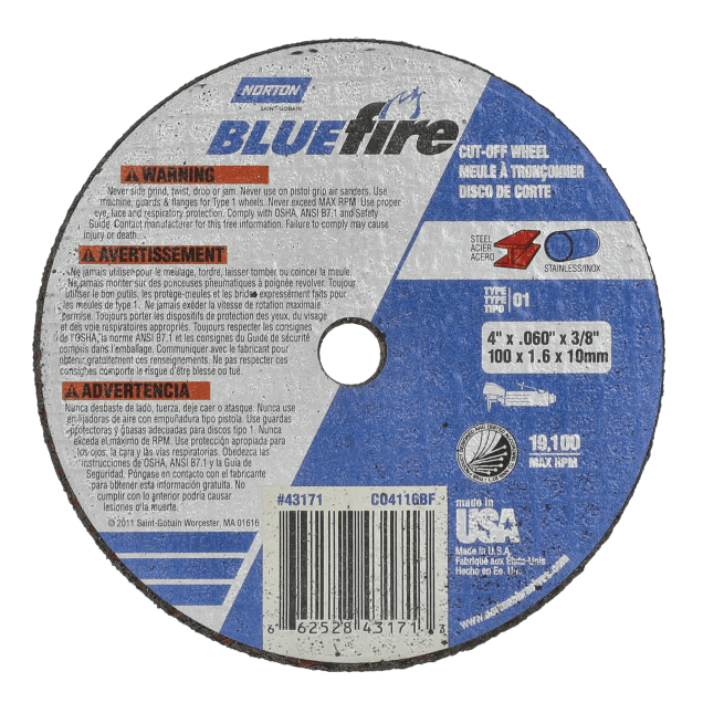Norton BlueFire Small Diameter Cut-off Wheel - Type 01