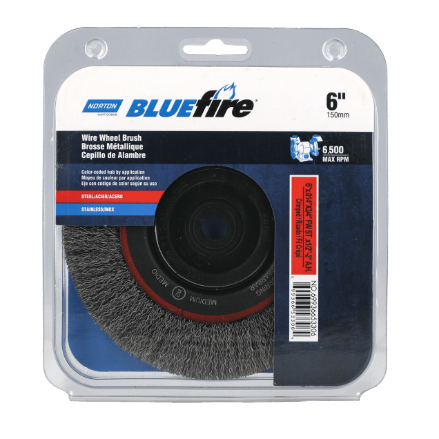 Norton BlueFire Crimped Wire Wheel Brush - 6"