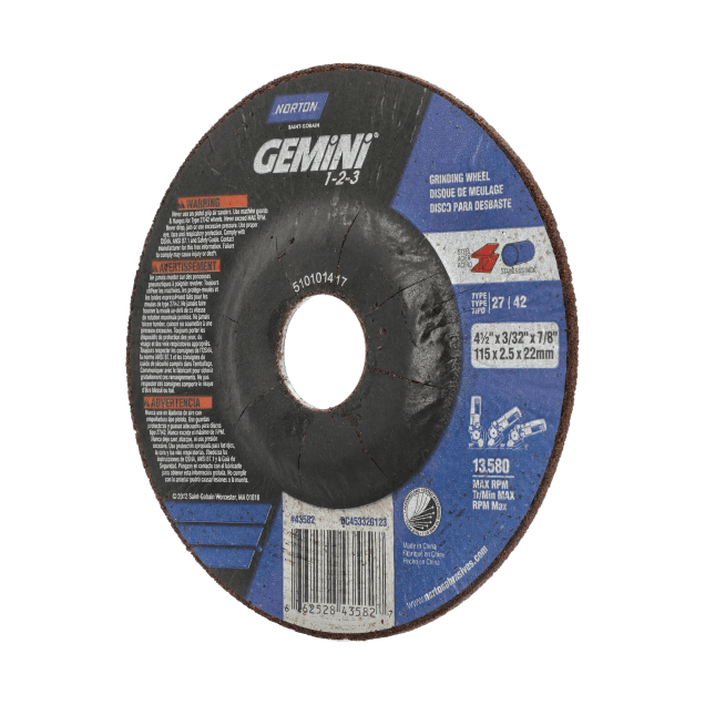 Norton Gemini RightCut Depressed Center Wheel - Type 27 - 4.5x3-32x7-8