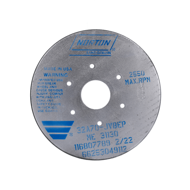 Norton 32A Aluminum Oxide Toolroom Wheel - Type 35 Plate Mounted Disc