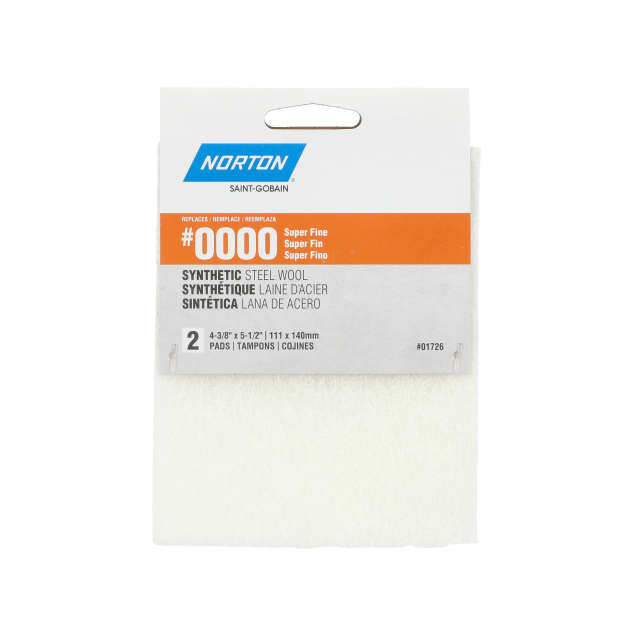 Norton Synthetic Steel Wool Pads - 4 3/8 x 5 1/2 - White Super Fine