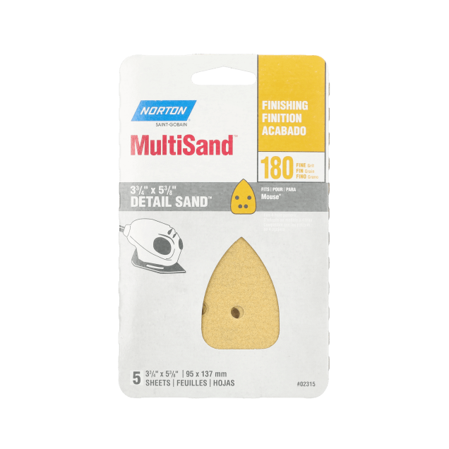 Norton Hook & Loop Detail Sanding Sheets - 3 3/4 x 5 1/4 - 180 Grit
