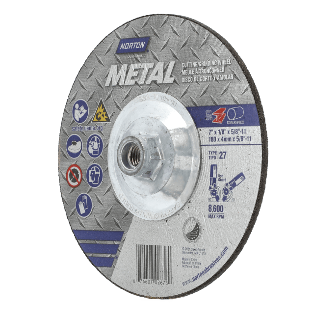Norton Metal Cutting and Grinding Wheel -7 x1/8 x 5/8 -11 - T27