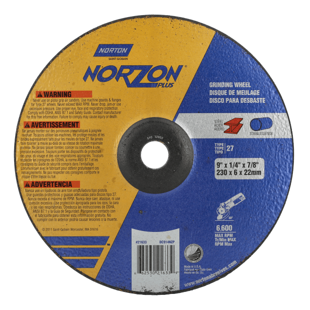 Norton NorZon Plus Depressed Center Wheels - Type 27 Grinding