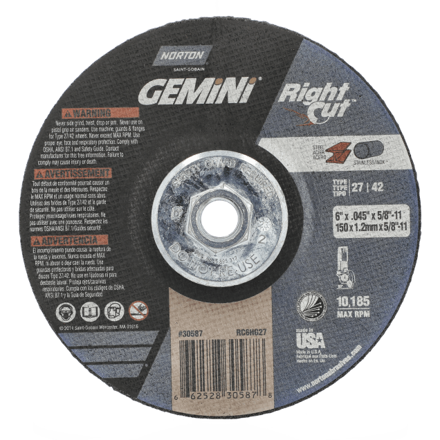Norton Gemini RightCut Depressed Center Wheel - Type 27/42
