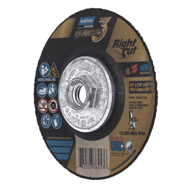 Norton Quantum3 Depressed Center Wheel - Type 27/42 for Cutting