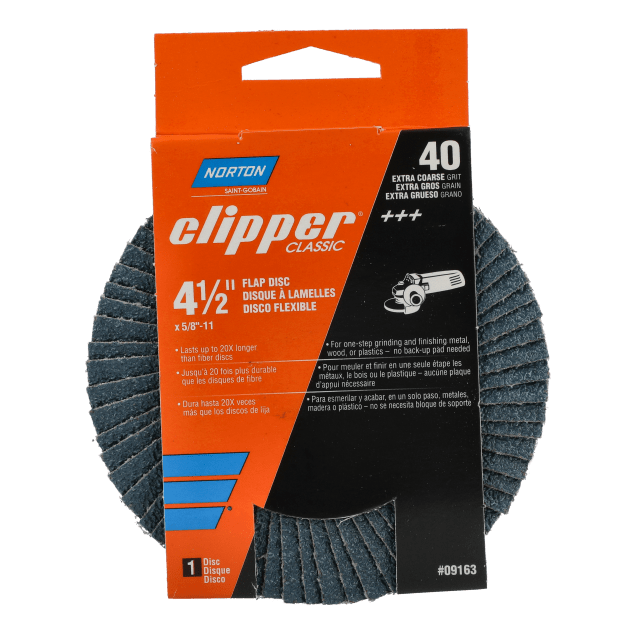 Norton Clipper Classic Fiberglass Flat Flap Disc T27 P40 Grit R860 Zirconia Alumina Packaged