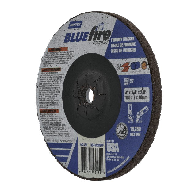 Norton BlueFire Foundry Depressed Center Wheel -  4 x 14 x 38 -  Type 27